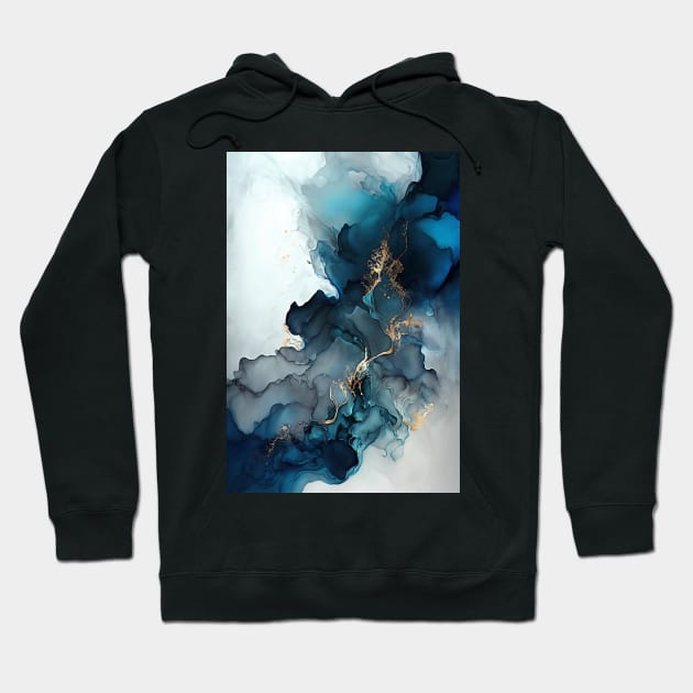 Blue Solution - Abstract Alcohol Ink Art Hoodie by inkvestor